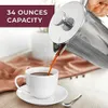 Prensa de café francesa Muellerliving, 34 onzas (aproximadamente 963,9 gramos), acero inoxidable, 4 filtros, doble aislamiento, a prueba de óxido, lavable en lavavajillas