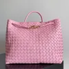 Designer Andiamo Tote Bag Mirror Quality Intrecciato Nappa Leather Women Wedding Handbag Pink Brown Large Totes Crossbody Bags