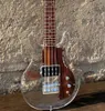 Guitare basse électrique à 4 cordes, corps en acrylique transparent, médiator en bois, touche en érable, livraison gratuite