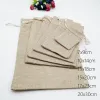 Ensembles 10pcs Sacs de jute cadeau à crampons cadeaux Boîte-cadeau sacs d'emballage pour sacs en lin cadeau bijoux affichage sac de mariage sac en jute à burlap diy