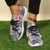 Shoes Fashion Sneakers for Women Flower Print LaceUp Casual Shoes Outdoor Breathable Running Footwear Lady Vulcanized Shoe Plus Size