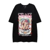 American Retro Women Hiphop Cartoon Printed Cotton Shortsleeved Tshirt Men and Trendy Street Loose Tops 240315