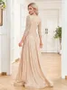 Lucyinlove Luxe V-hals Lange Mouwen Blauw Pailletten Avondjurk Vrouwen Bruiloft Prom Maxi Cocktailjurken 240401