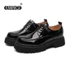 Dress Shoes Men Business Casual Platform Thick Sole Lacquer Leather Elevator Male Streetwear Fashion Vintage Wedding
