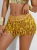 Women Shorts Women y Sequins Tassel spódnice błyszczące elastyczna talia booty impreza taniec raja festiwal bot upuszczenie odzieży dhdaq dhdaq