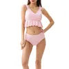 Maillots de bain pour femmes Couleur unie Maillot de bain fendu Sexy Maillots de bain conservateurs à volants pour femmes Tops Long