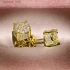 Designerörhängen för kvinnor unisex studs gult vitt guld pläterat glittrande CZ -simulerad diamant för män kvinnor