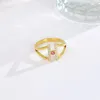 Cluster Ringe Sommer Kristall Edelstahl Brief Für Frauen Mode Koreanische Ring Luxus Schmuck Zubehör Großhandel