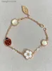 Pulseira do designer van Clover sete estrelas Bracelet de joaninha 925 Sterling Silver Plated 18K Gold Lucky Ladybug Five Flor Bracelet