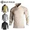 Chemise tactique de l'armée avec coussinets pour hommes, chemise de combat militaire, chemise longue, vêtements de chasse, chemises de camouflage, t-shirts de paintball 8XL 240325