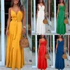 Dames Zomer Spaghetti Band Lange Jurk Boheemse Stijl Mouwloze V-hals Elegante Dame Jurken Casual Maxi Beach Party Vestidos 240314