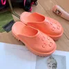 2024 Men's slip on sandal Women's platform perforated G sandal Hollow Shoes Jelly colors High Heel Summer Rubber lug sole mules