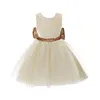 Abiti da ragazza rosa senza schienale principessa fiocco oro vestito da bambino per ragazza battesimo battesimo 1a festa di compleanno regalo neonato abito tutu infantile Dhde9