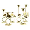 Portacandele Oro squisito Fiore Candeliere in stile europeo Moda Metallo Supporto da tavolo per matrimoni Forniture per feste