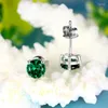 Orecchini a bottone Trending Luxury Lab Emerald da donna in vero argento sterling 925 accessori moda gioielli da sposa regalo