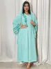 Vêtements ethniques Été Élégant Femmes Musulmanes Robe Avec Foulard Col En V Broderie Longueur Cheville Floral Marocain Kaftan Casual Abaya 2024