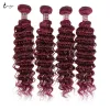 Perucas perucas uwigs 99j pacote de cabelo humano de cabelo borgonha pacote de onda profunda brasileira 1/3/4 PCS cor de cabelo humano vermelho colorido