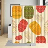 シャワーカーテン幾何学的なカラーサークルカーテンセット植物花柄モダンなパターンバスルームの装飾吊り下げ浴槽壁布