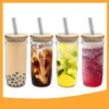 Vinglas 680 ml Glass Cup Bubble Tea Cold Brew Americano Sippy Milk Juice Drink med Cover Mason Jar