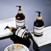 Płynna dozowniki prysznicowe z 8 etykietami czarne / bursztynowe uzupełnienie szamponu butelki 3 pompka bambusa