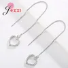 Dangle Earrings Korean 925 Sterling Silver Fashion Heart Cubic Zircon Ear Rings Drop Jewelry Piercing Long Earline For Wedding Party