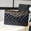 10A designer bag Mirror quality Jumbo Double Flap Bag Luxury bag classic cc 25CM Real Leather Caviar Lambskin Classic All Black Purse Quilted Handbag shoulde With Box