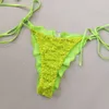 Yisiman 24 nuevo bikini de traje de baño con correa sexy con bolso triangular con brillo amarillo fluorescente