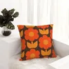 Pillow Jonnty Flowers Retro Floral Pattern In 70s Brown And Orange Throw Sofa Cover S Home Decor