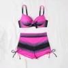 Women's Swimwear Color Block Fashionable Casual Strap Triangle Bikini Swimsuit Set Women Bikinis