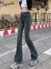 Women's Jeans Syiwidii Velvet High Waisted For Women 2024 Fashion Slim Strech Flare Vintage Casual Washed Full Length Pants
