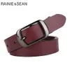 Belts RAINIE SEAN white belt womens denim leather genuine leather womens belt high-quality brand buckle womens denim belt 110cm Q240401