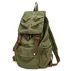 バックパックKooger Vintage Leather Military Canvas Men's School Bag DrawstringSchoolBag Women BagpackMochila