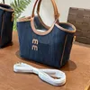 Denim Tote Weekend Travel Handbag Large Capacity Shoulder Designer Bag Men Vintage Briefcase Removable Leather Strap Shopping Bags Purse