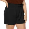Женские шорты больших размеров, короткие брюки с высокой талией, большие размеры, женская летняя одежда, однотонная черная, красная одежда 240329