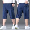 Jeans da uomo Plus Size 48 50 150KG Denim Short Uomo Casual Sottile Moda Pantaloni estivi Elastico Allentato Dritto Big Large 5XL 6XL 7XL