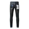 Men's Jeans Purple Brand American High Street Heavy Industries Handmade Black Oil Paint 9051 2024 Fashion Trend Quality