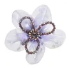Broches wulibaby feitos à mão flor de fio de algodão para mulheres 6 cores contas plantas festa broche de escritório presentes