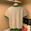 High Class Retro British Fashion Polo Shirt Mens Summer Fashion Osobowość Plaid Contrast Jacquard Knit T-shirt Mens 240322