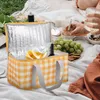 Servis isolerad livsmedelsväska kall leverans återanvändbar tyg lättvikt shopping camping tillbehör gula