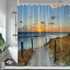 Shower Curtains Beach Coconut Tree Island Tropical Plant Nature Ocean Scenery Polyester Fabric Bathroom Curtain Decor With Hooks