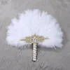 Decorative Figurines Party Supplies Decorated Wedding Feather Fan Show Props Colorful Handheld CCD06