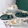 Cups Saucers Deluxe European Light Ceramic Office Cup Coffee With Spoon Set Porcelain Breakfast Milk Couple Tea
