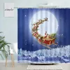 Tende da doccia Natale Divertente Babbo Natale Alce Rosso Camion Luna Paesaggio invernale Anno Tessuto Bagno Decor Set di tende da bagno