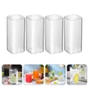 Wine Glasses 4 Pcs Cocktail Glass Cups Bar Glassware Water Coffee Mugs Square Drinking Milk Clear Beverage Decorative