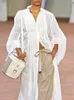Повседневные платья Yeezzi, женские белые плиссированные рубашки, весна-лето 2024, модные прозрачные блузки с длинными рукавами и воротником-стойкой на пуговицах