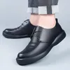 Dress Shoes Men's Spring And Autumn Wear Labor Protection Kitchen Chef Suit Work Casual Leather Men Black Tide