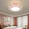 Plafonniers Rose Cristal Couronne LED Chambre D'enfant Lumière Moderne Chaud Romantique Princesse Petite Fille Chambre Lampes