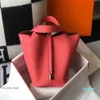 Designer- Fashion Women Handbags Bucket Picotin Cabbage Basket Luxury Honey Wax Line Handbag Real Leather Bag Purse 555