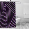 Tende da doccia Tenda semplice con linee viola 72x72 pollici con ganci Modello personalizzato Protezione della privacy