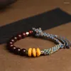 Charm-Armbänder, kleines Blatt-Palisander mit altem Wachskuchen, Damen-Armband, Sandelholz-Spiel, hölzerne Buddha-Perlen, handgeflochtener Seilschmuck